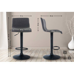Tabouret de bar Hoover, tissu B, gris foncé