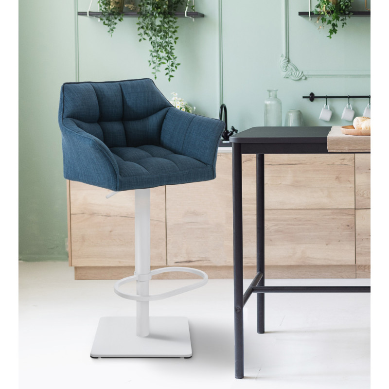 Tabouret de bar Damaso W en tissu bleu