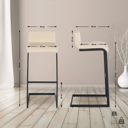 Conjunto de 2 banquetas de bar Newport B, em couro sintético, cor creme.