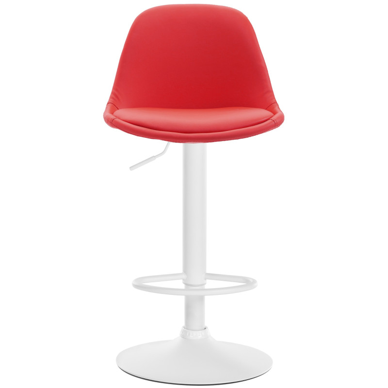 Tabouret de bar Kiel, entièrement rembourré, similicuir, blanc/rouge