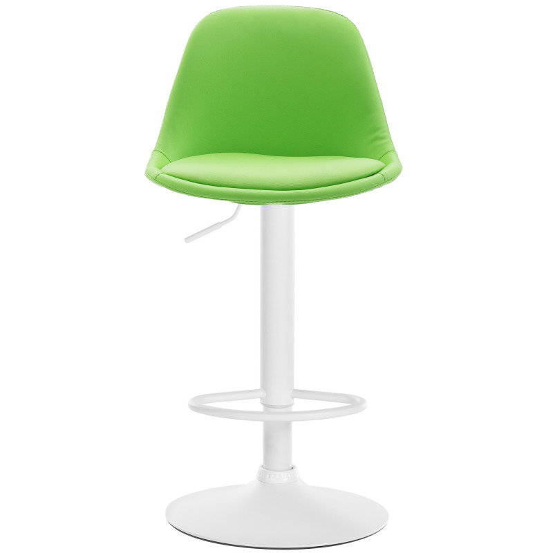Taburete de bar Kiel, totalmente tapizado, piel sintética, blanco/verde
