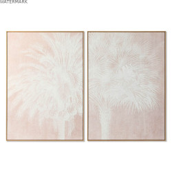 Cadre Home ESPRIT Blanc Beige Palmiers Tropical 100 x 4 x 140 cm (2 Unités)