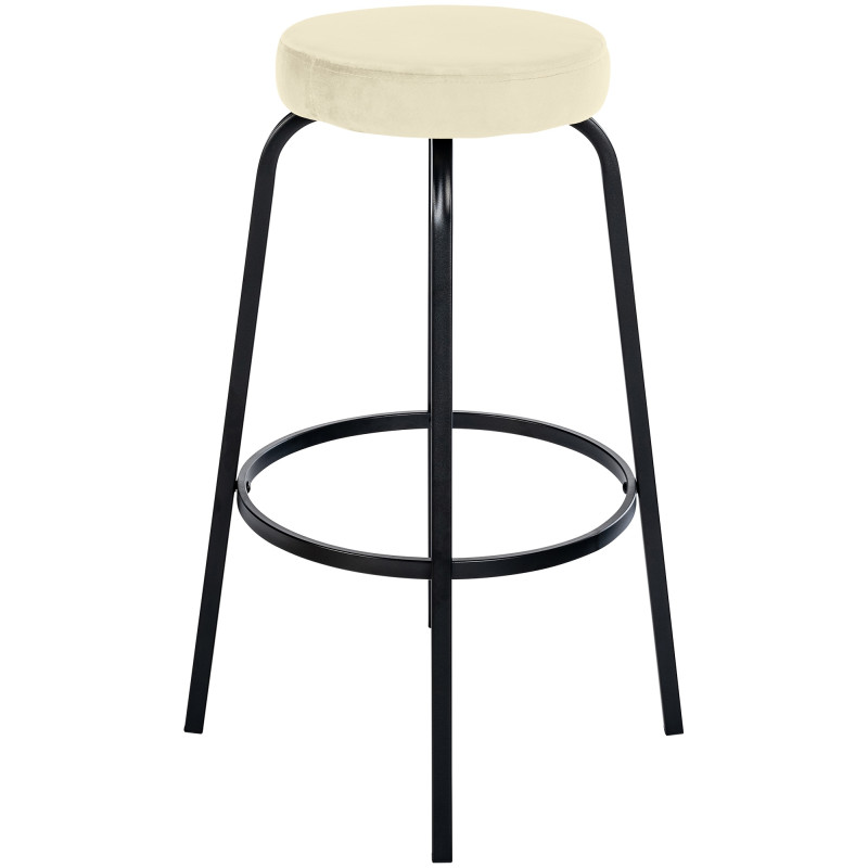Tabouret de bar en velours Kamari, crème