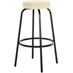Tabouret de bar en velours Kamari, crème