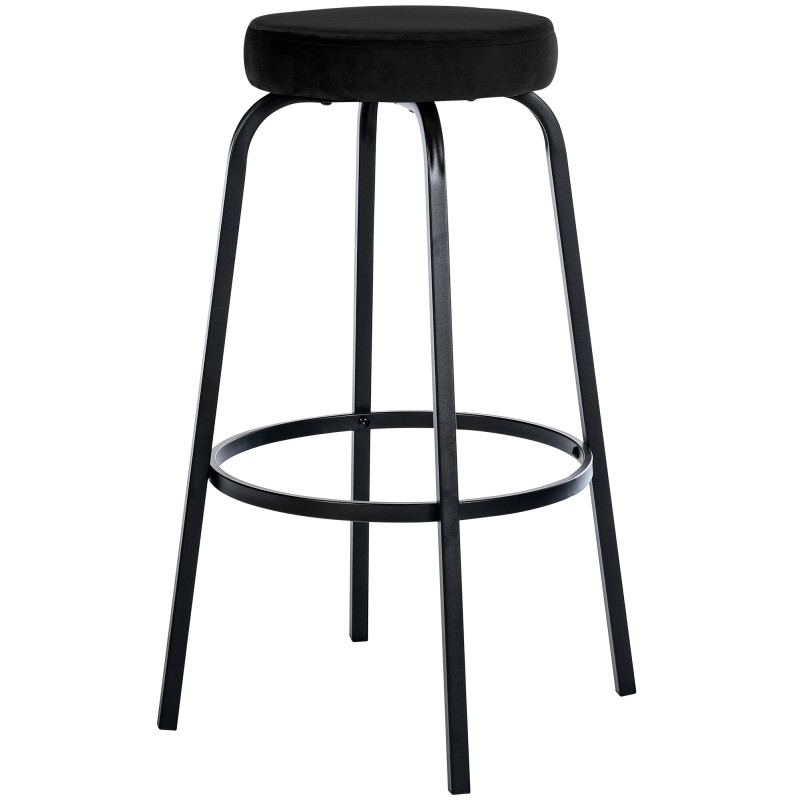 Tabouret de bar Kamari en velours noir