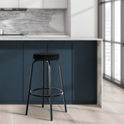 Tabouret de bar Kamari en velours noir