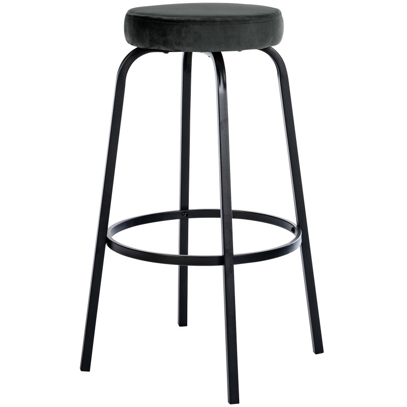 Tabouret de bar Kamari en velours gris foncé