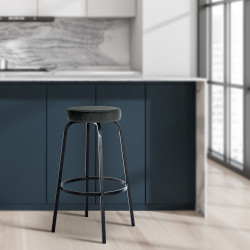 Sgabello da bar Kamari in velluto grigio scuro