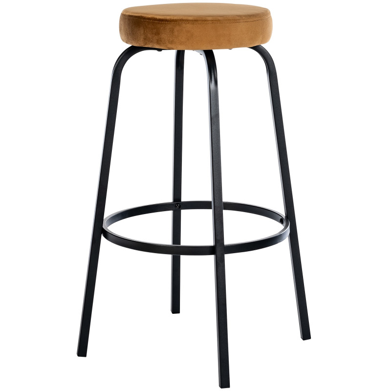 Taburete de bar Kamari de terciopelo, café