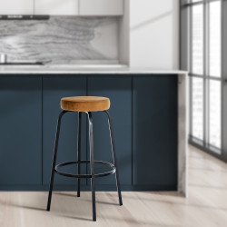 Banqueta de veludo Kamari, café