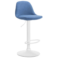 Tabouret de bar Kiel en tissu blanc et bleu