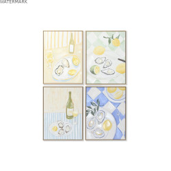 Cadre Home ESPRIT Jaune Bleu méditerranéen 60 x 4 x 80 cm (4 Unités)
