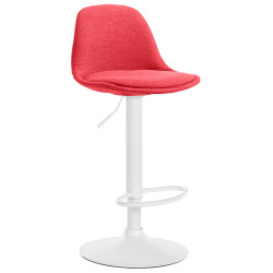 Tabouret de bar Kiel en tissu blanc et rouge