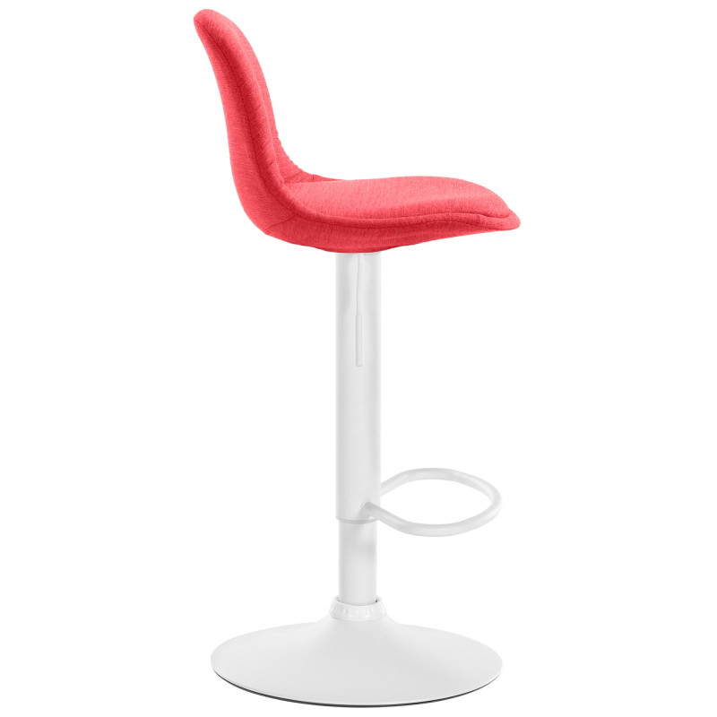 Tabouret de bar Kiel en tissu blanc et rouge