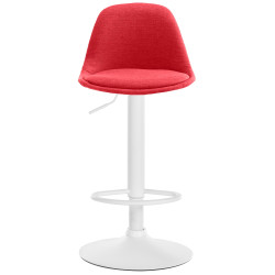 Tabouret de bar Kiel en tissu blanc et rouge