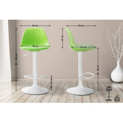 Taburete de bar Kiel de piel sintética blanca y verde