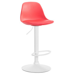 Tabouret de bar Kiel, similicuir, blanc/rouge