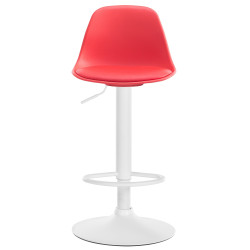 Tabouret de bar Kiel, similicuir, blanc/rouge