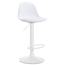 Tabouret de bar Kiel, similicuir, blanc, blanc