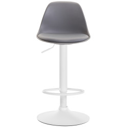 Tabouret de bar Kiel, similicuir, blanc/gris