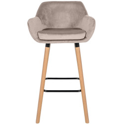 Set di 2 sgabelli da bar Grant in velluto, crema