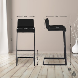 Tabouret de bar Newport, similicuir, noir