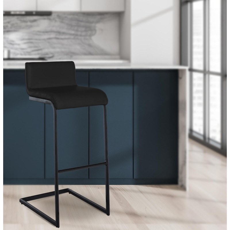 Tabouret de bar Newport, similicuir, noir