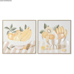 Cadre Home ESPRIT Jaune Beige Cottage 80 x 4 x 80 cm (2 Unités)