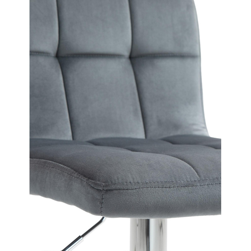 Ensemble de 2 tabourets de bar en velours Pérou, chromés, gris foncé