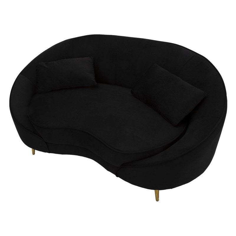 CANAPÉ 2 PLACES OSLO AVEC COUSSINS NOIR CM 148X84X68