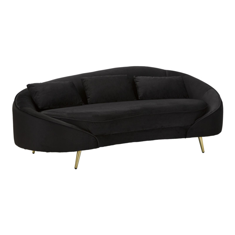 CANAPÉ 3 PLACES OSLO AVEC COUSSINS NOIR CM 185X84X68