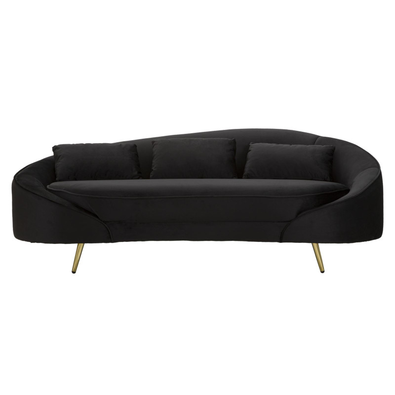 CANAPÉ 3 PLACES OSLO AVEC COUSSINS NOIR CM 185X84X68