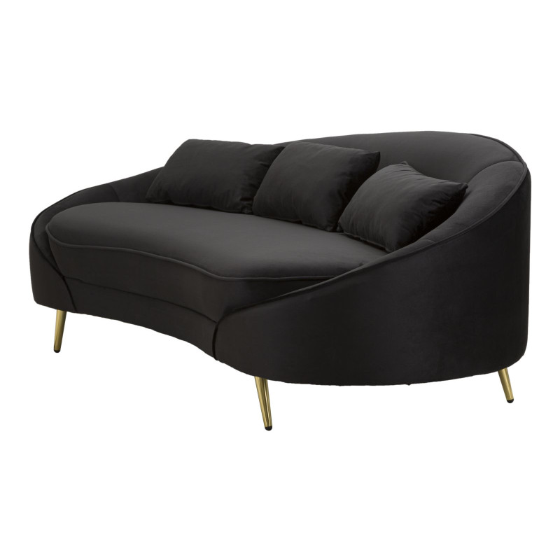 CANAPÉ 3 PLACES OSLO AVEC COUSSINS NOIR CM 185X84X68