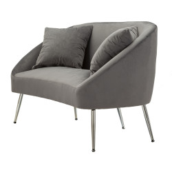 CANAPÉ ARGENTÉ AVEC COUSSINS CM 137X69X79