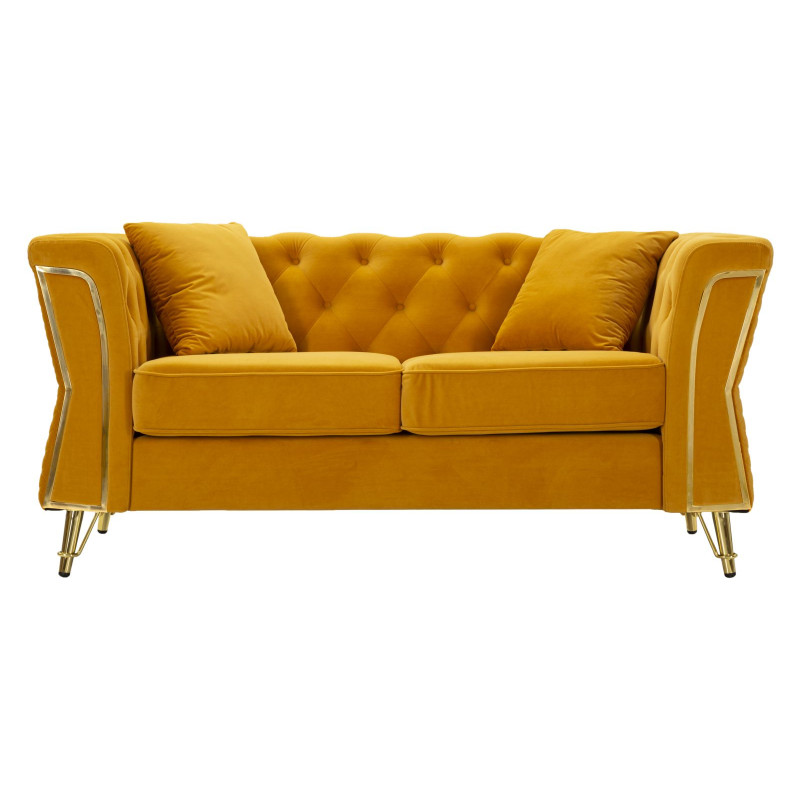 CANAPÉ EMY MOUTARDE AVEC COUSSINS CM 162X83X76