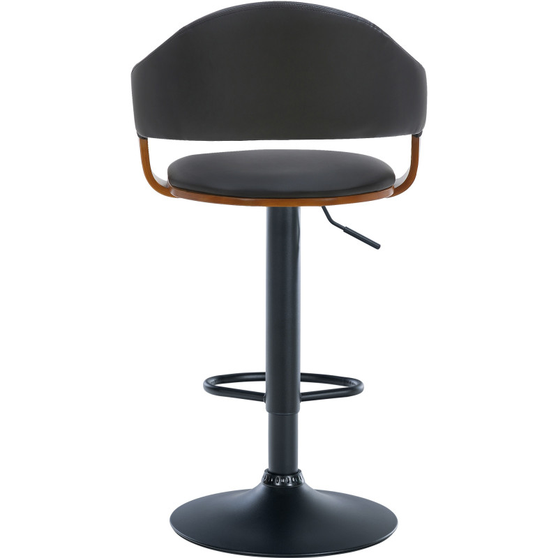 Lot de 2 tabourets de bar Nilse, similicuir, noir, noyer/noir