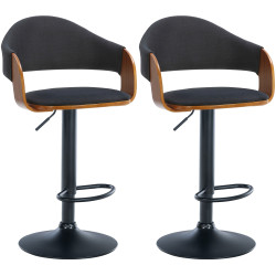 Conjunto de 2 banquetas de bar Nilse, estofadas em tecido preto nogueira/preto