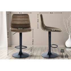 Ensemble de 2 tabourets de bar Lex en velours, noir et marron