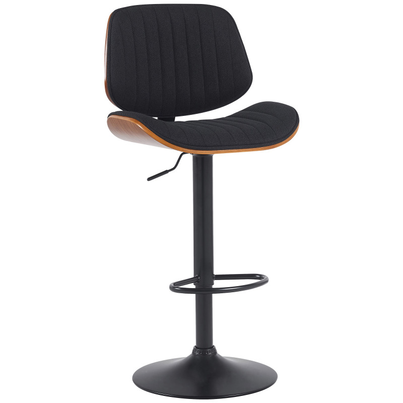 Tabouret de bar Clawson tissu noyer noir/noir