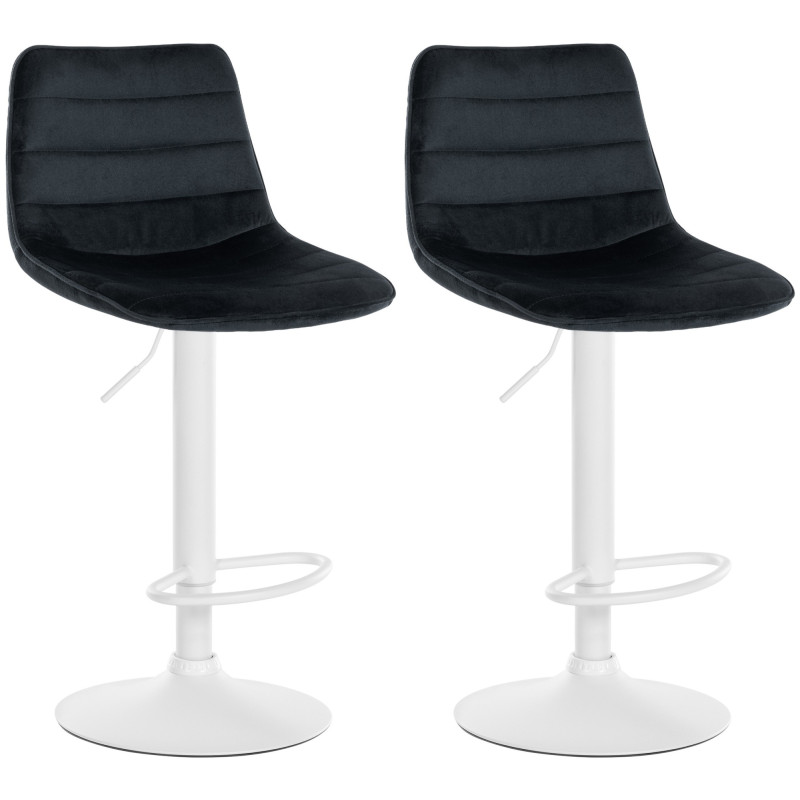 Set di 2 sgabelli da bar Lex in velluto, bianco e nero