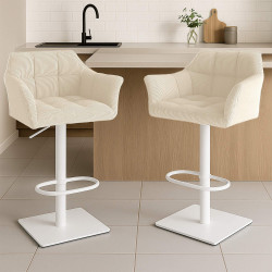 Banqueta de bar Damaso W Cord, creme