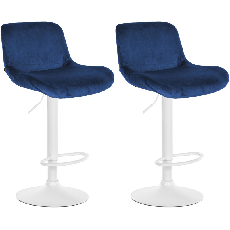 Set di 2 sgabelli da bar Solon, velluto bianco, blu