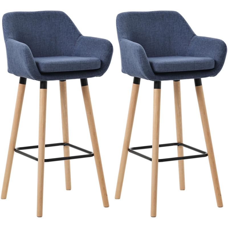Ensemble de 2 tabourets de bar Grant, en tissu, bleu foncé