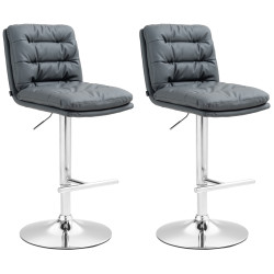 Set di 2 sgabelli da bar Damar, similpelle, grigio cromo