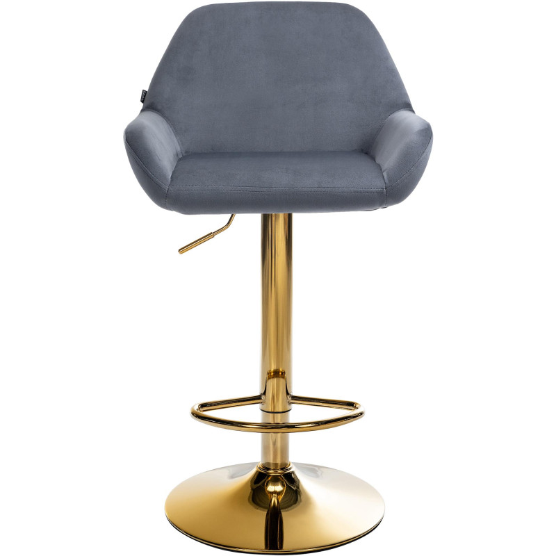 Tabouret de bar Braga en velours doré gris foncé