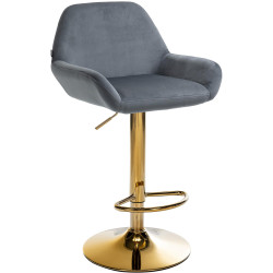 Tabouret de bar Braga en velours doré gris foncé