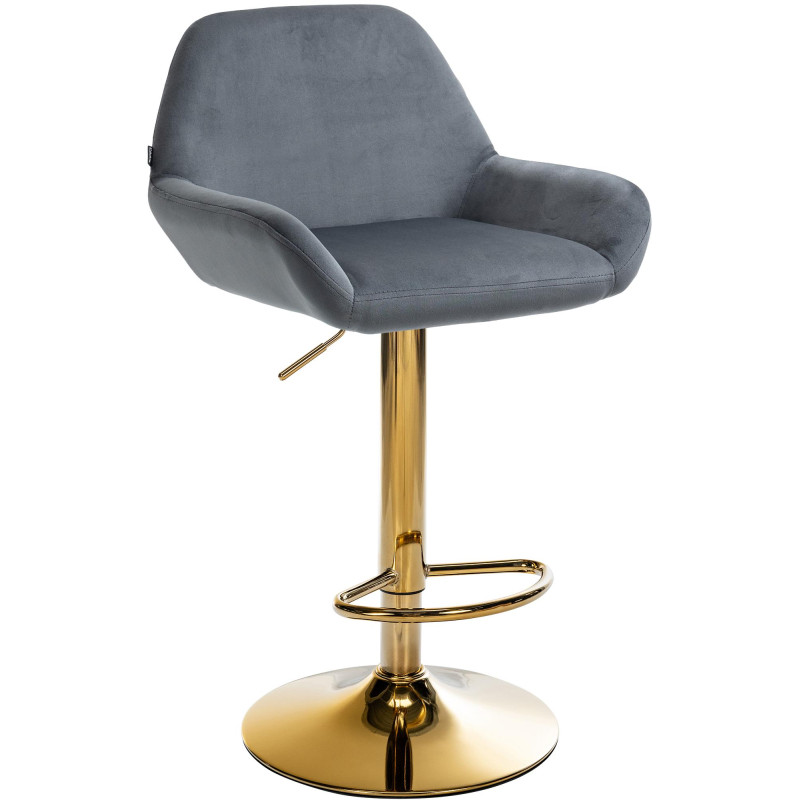 Tabouret de bar Braga en velours doré gris foncé