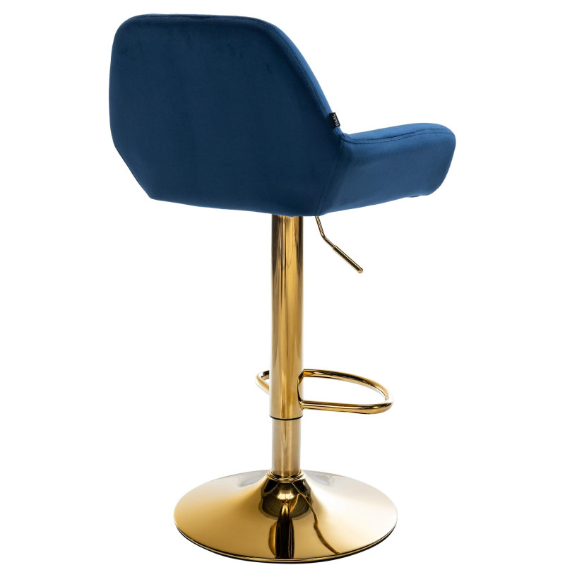 Banqueta de bar Braga em veludo azul dourado