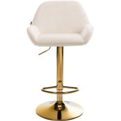 Banqueta de bar Braga em veludo dourado, cor creme.
