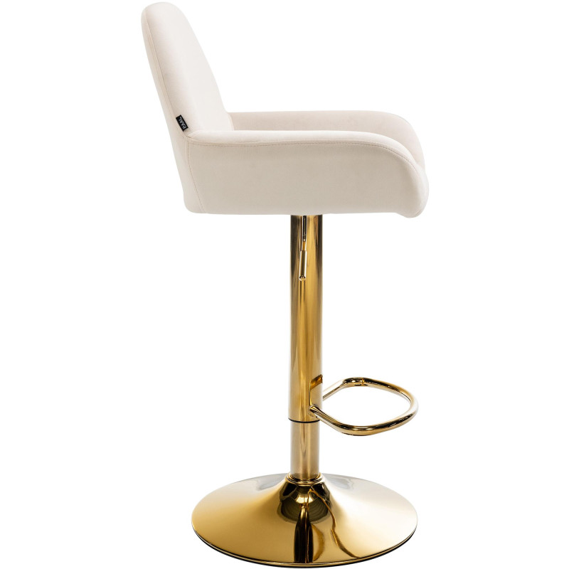 Banqueta de bar Braga em veludo dourado, cor creme.